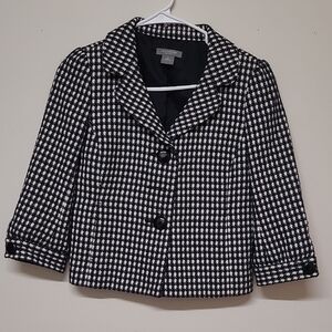 Ann Taylor Black and White Houndstooth Blazer